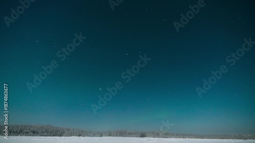 Timelapse of Aurora Borealis Northern Lights over winter landscape in Fairbanks, Alaska