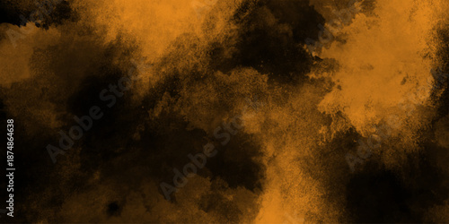 Eerie black background with billowing brown smoke on black background. old style dark brown grunge texture, brush painted . Old and grainy orange paper texture, vector,	