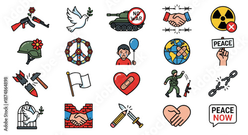 Peace and War Icons: Symbols of Conflict Resolution and Harmony