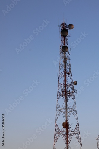 telecommunication tower with antennas