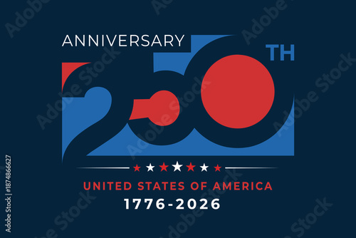 250th Years Anniversary of united states Celebration in flat Design banner background