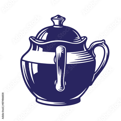 blue teapot with lid and handle tea pot with spout kitchen utensil for hot beverage