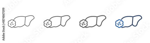 
outline icon set liver disease with liver and virus design