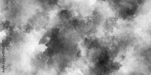 Abstract white and gray isolated cloud cumulus clouds. Gray aquarelle painted realistic fog or mist smoky textured canvas design. White and ash messy wall stucco texture background.	