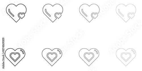heart shape love line icon vector, valentine love shape, heart symbol vector outline icon illustration