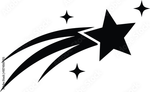 Bold Black Star Sparkle Wand Design for Creative Projects, Ideal for Festive Decorations and Unique Graphic Designs