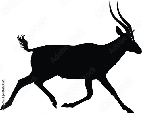 Silhouette of an Elegant Antelope in Motion against a Plain Background for Wildlife and Nature-Themed Designs
