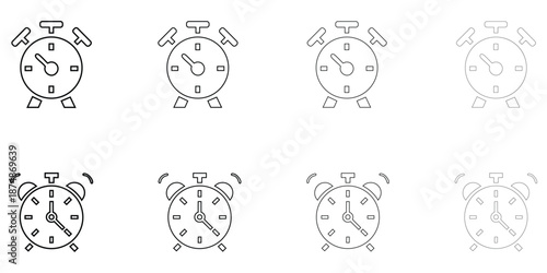 alarm clock icon vector, notification symbol, stopwatch sign outline icon vector illustration