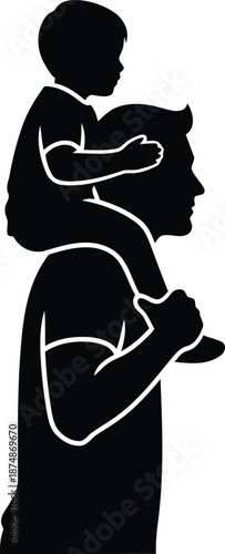 Father and Child Silhouette: A Heartwarming Illustration of Bonding and Connection for Family-themed Designs