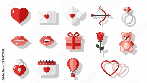 Collection of Valentines Day Icons and Symbols.