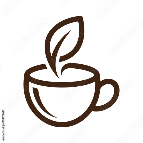 Modern Coffee Cup with Bean Shape and Steam Icon Logo