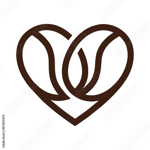 Minimalist Coffee Bean Heart Shape Logo Symbol Line Art