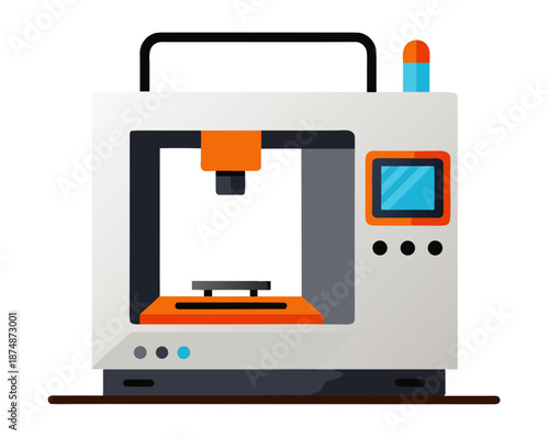 Modern Desktop 3D Printing Device with Digital Display – High-Tech Additive Manufacturing Illustration
