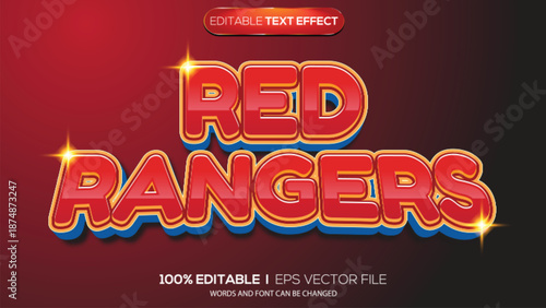 3d text effect red rangers theme