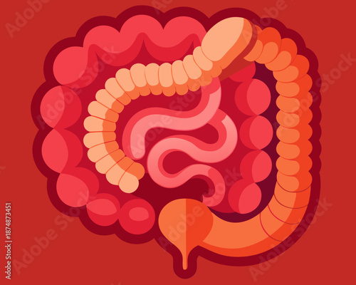 Colorful Abstract Illustration of Intestinal Digestive System – Psychedelic Visceral Anatomy Design