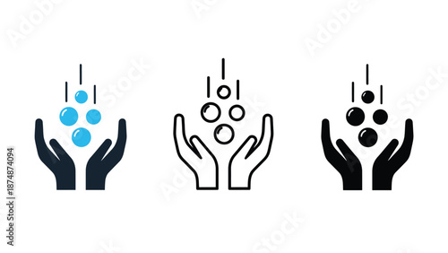 A graphic illustration of hands holding and releasing colorful balls