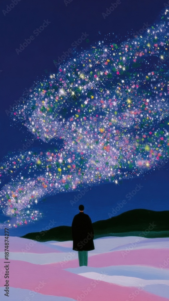 Fototapeta premium Stargazing dreamscape with colorful cosmos mobile wallpaper