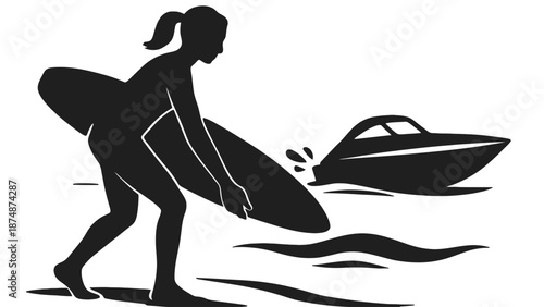 A woman in a wetsuit walking along the beach with a surfboard