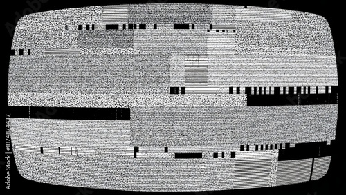 Distorted television screen with static and glitches.