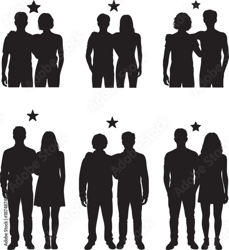Best Friends and Trust Silhouettes – Close Friendship and Social Bonding Concept