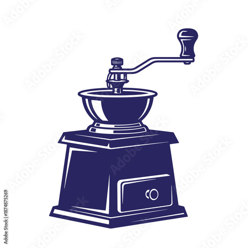 Old fashioned manual coffee grinder machine for grinding coffee beans at home kitchen  coffee grinder