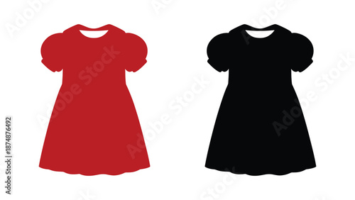 Three different colored dresses with unique patterns and designs for kids