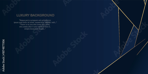 Abstract polygonal pattern luxury golden line with dark navy blue template background. Luxury and elegant. Style poster, cover, artwork, banner. design simple.
