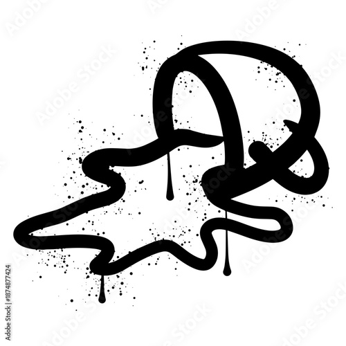 Coffee cup spilled with graffiti spray paint splatter.