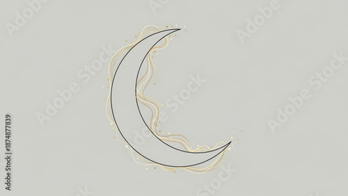 A minimalist vector graphic illustration of a crescent moon with a subtle glow effect