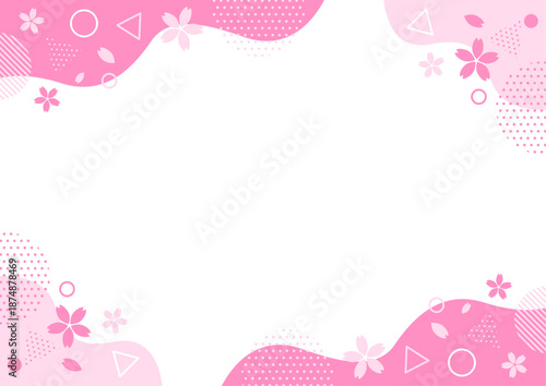 春と桜の幾何学模様フレーム 背景素材 A4サイズ A3サイズ 白銀比 透過