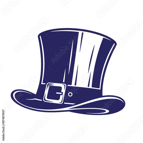 top hat with buckle and brim isolated on transparent background