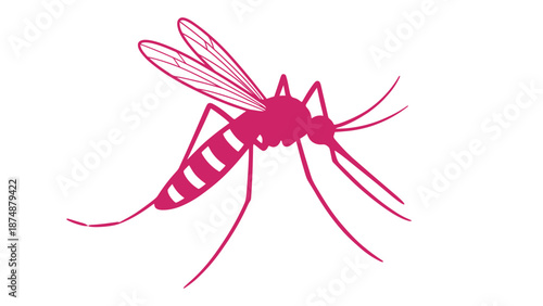 A pink mosquito illustration on a white background for health concepts