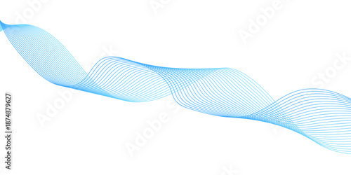 This digital art illustration features an abstract blue wave background with a fluid motion design, using curved vector lines and a light texture to create a modern business wallpaper backdrop