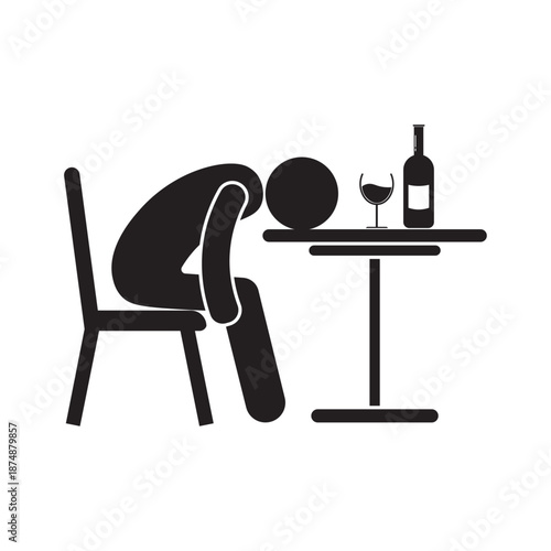 flat icon vector of drunk person sleeping on table