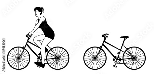 Black line drawing of a person cycling, exercising.
