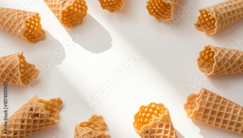 Empty waffle cones on white background1