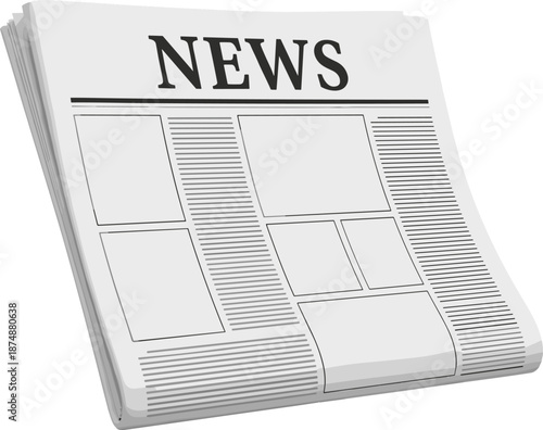 Newspaper illustration, folded news print icon, press and journalism graphic for media design, publishing, and communication projects