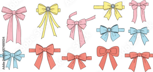 Set of three women's lingerie bra technical fashion sketches, cad drawing flat vector illustration, isolated on white background.