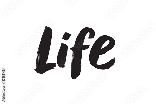 Life word in artistic handwritten brush script vector illustration on transparent background