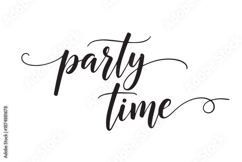 Elegant party time black text on a isolated on transparent background