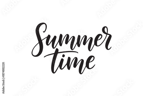 Summer time black calligraphy text on isolated on  transparent background