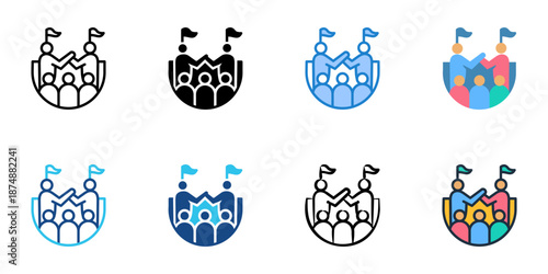 Political Party icons set multiple style collection. Editable stroke 
