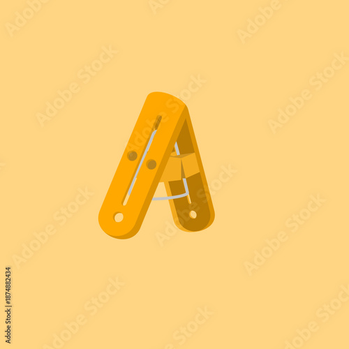 Illustration of an Orange Clothespin with Orange Background