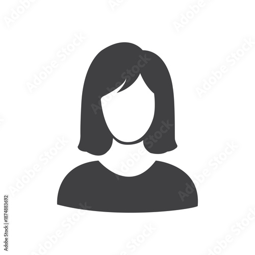 Simple woman icon isolated flat style design.
