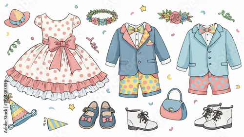 Childrens Party Outfits and Accessories Collection.