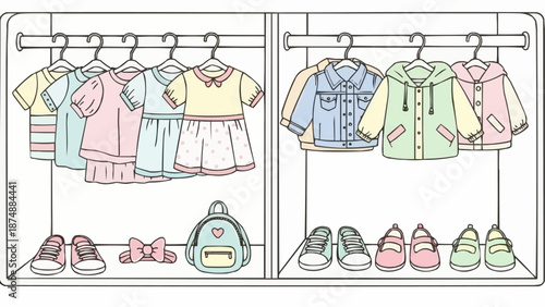 Childrens Wardrobe with Clothes Shoes and Accessories.
