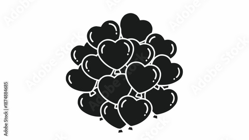 Cluster of Black Heart Shaped Balloons.
