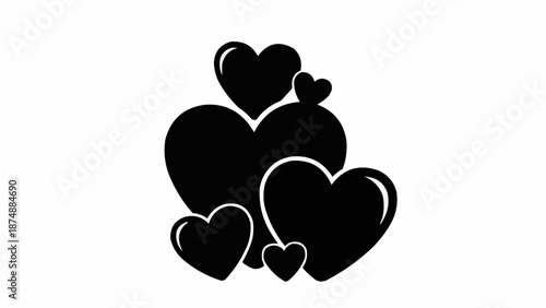 Cluster of Black Hearts Symbolizing Love and Affection.