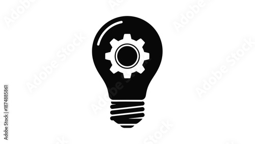 a black light bulb with a white gear inside