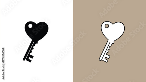 heart shaped keys on white and brown backgrounds